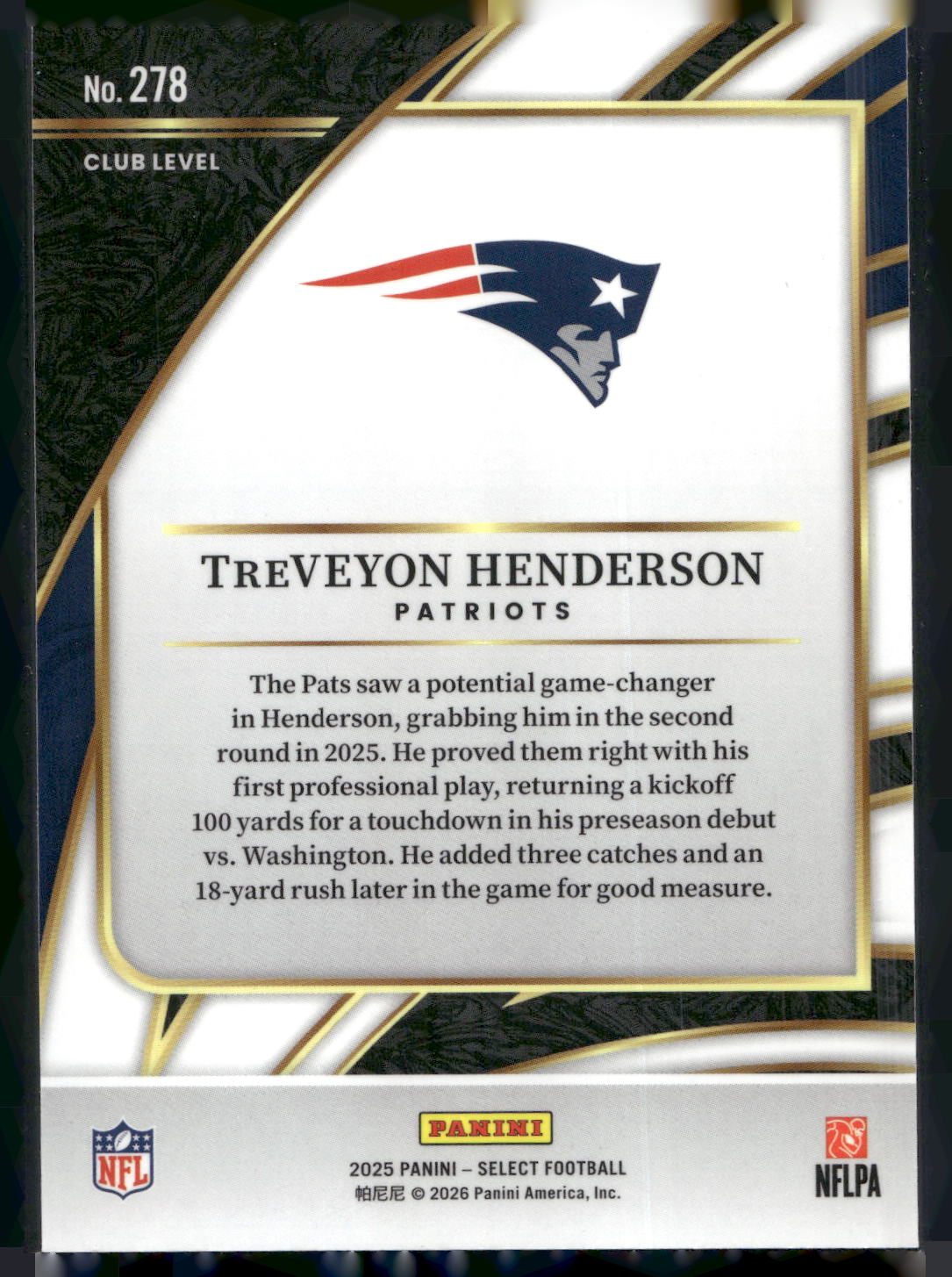 2025 Panini Select #278 TreVeyon Henderson