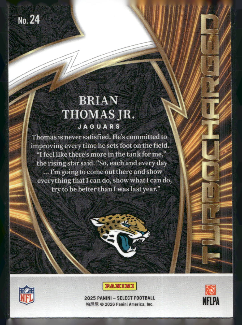 2025 Panini Select #24 Brian Thomas Jr. Turbocharged