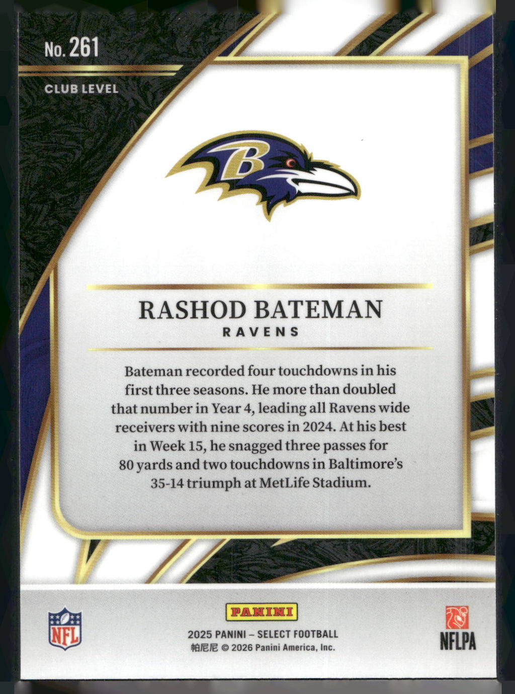 2025 Panini Select #261 Rashod Bateman