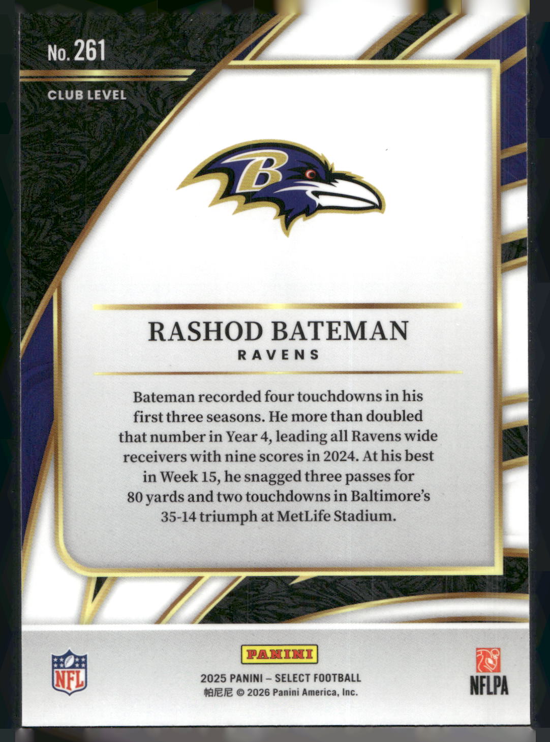 2025 Panini Select #261 Rashod Bateman