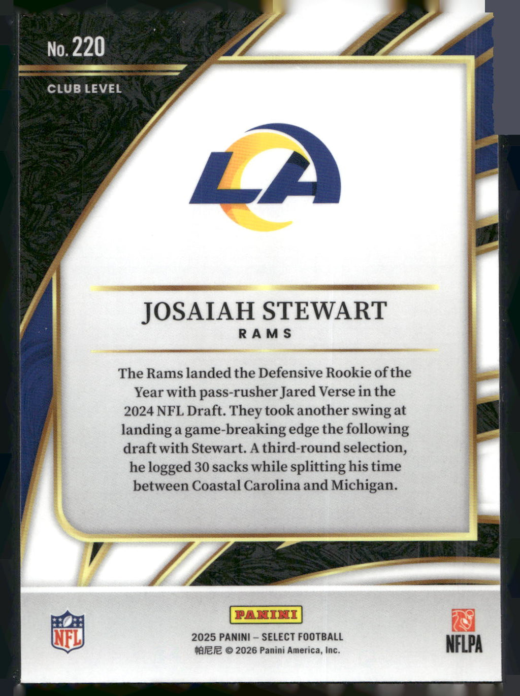 2025 Panini Select #220 Josaiah Stewart