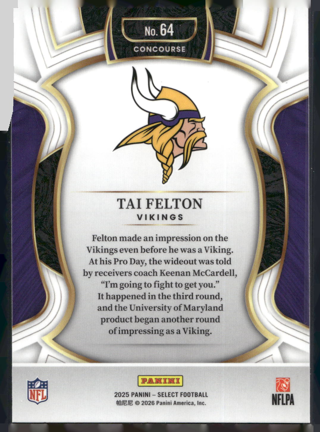 2025 Panini Select #64 Tai Felton