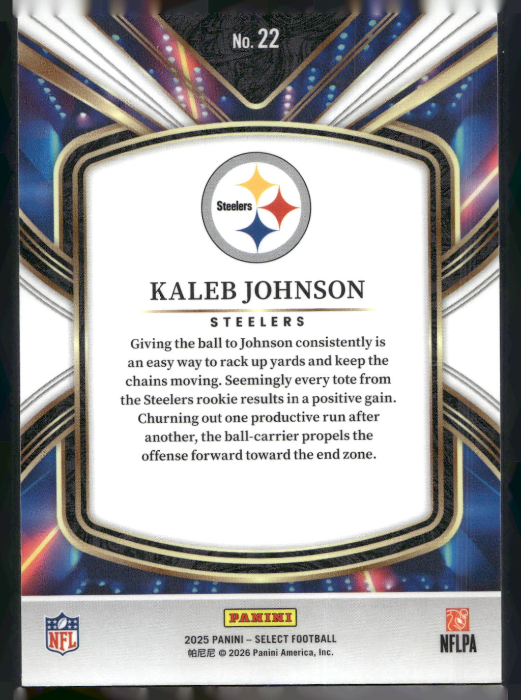 2025 Panini Select #22 Kaleb Johnson Select Future