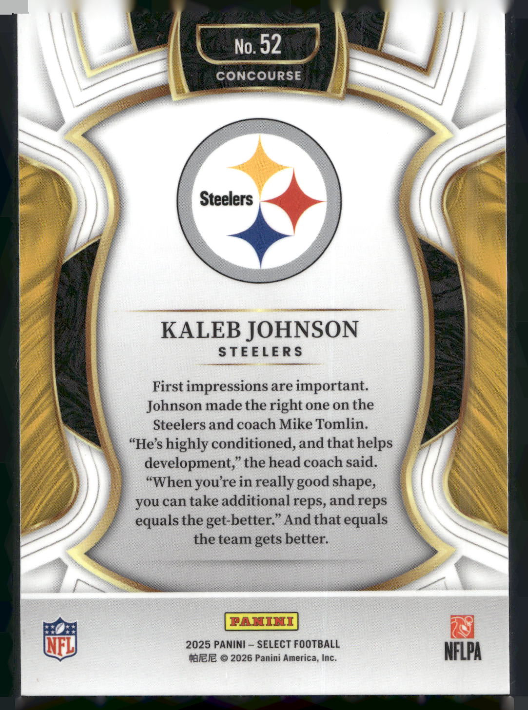 2025 Panini Select #52 Kaleb Johnson