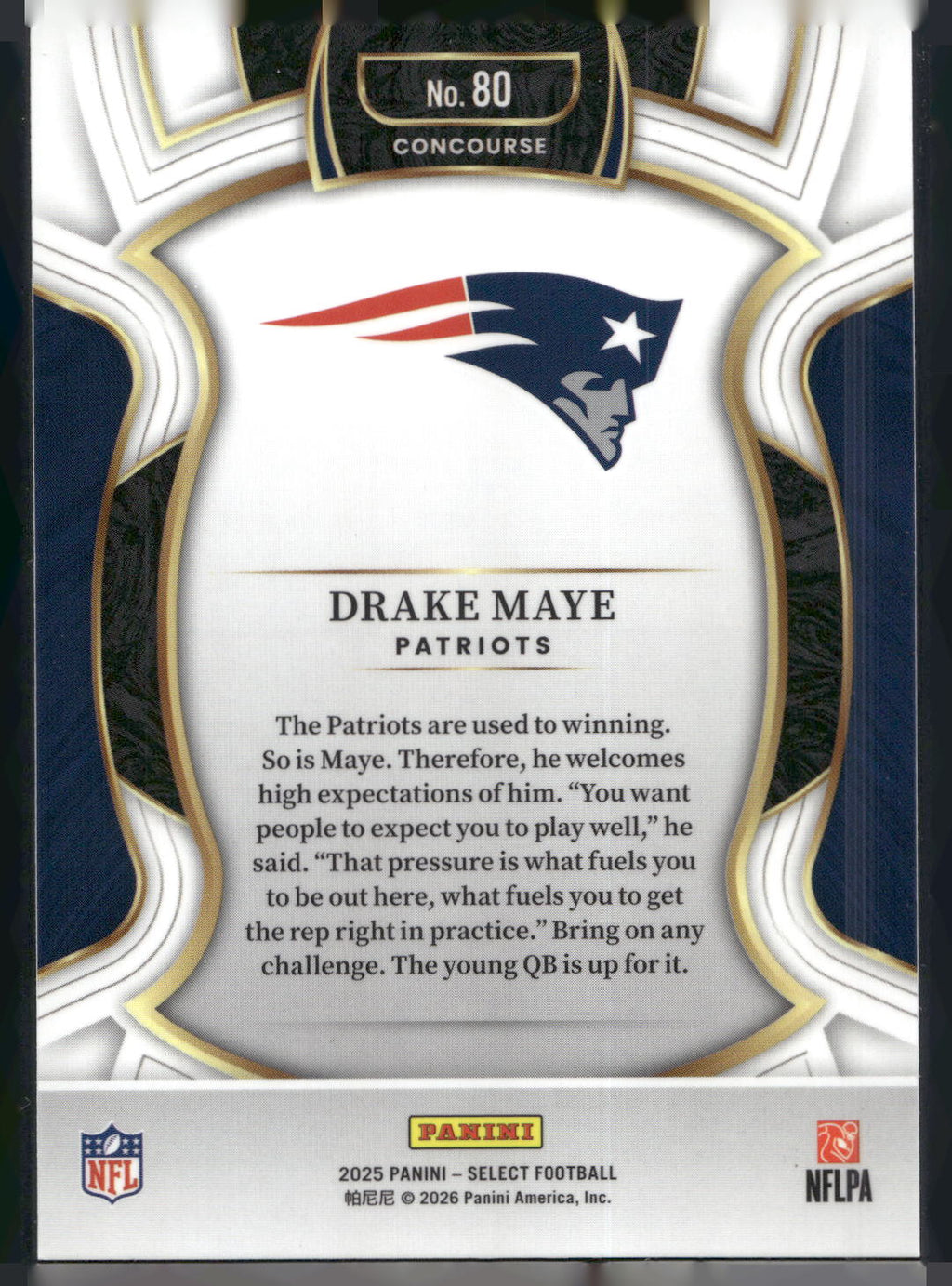 2025 Panini Select #80 Drake Maye