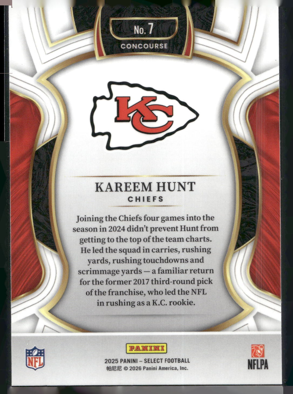 2025 Panini Select #7 Kareem Hunt