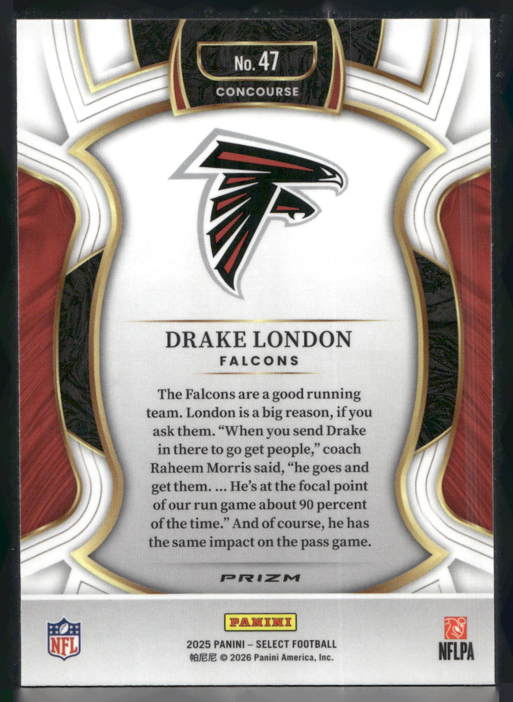 2025 Panini Select #47 Drake London Silver Prizm