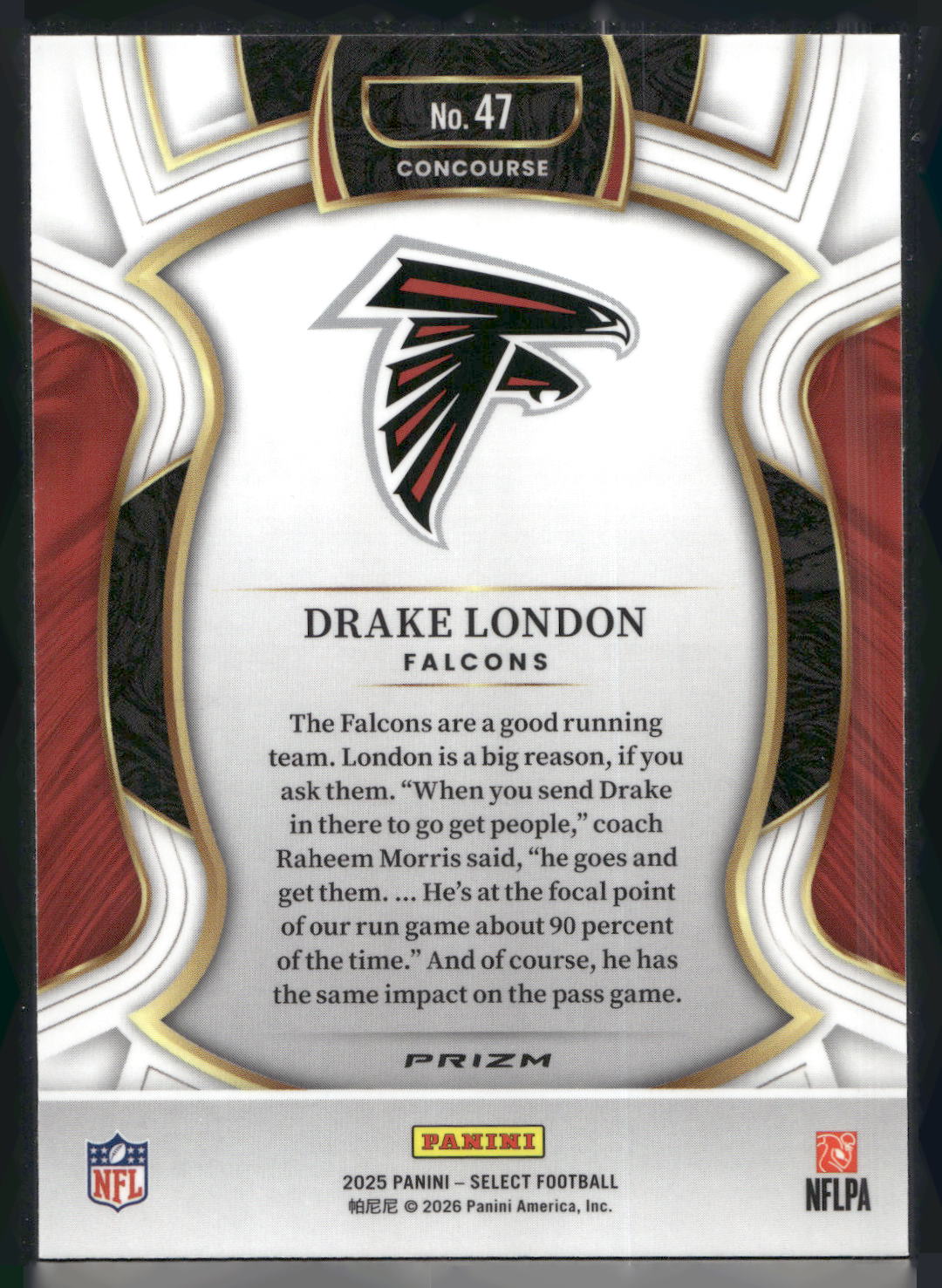 2025 Panini Select #47 Drake London Silver Prizm