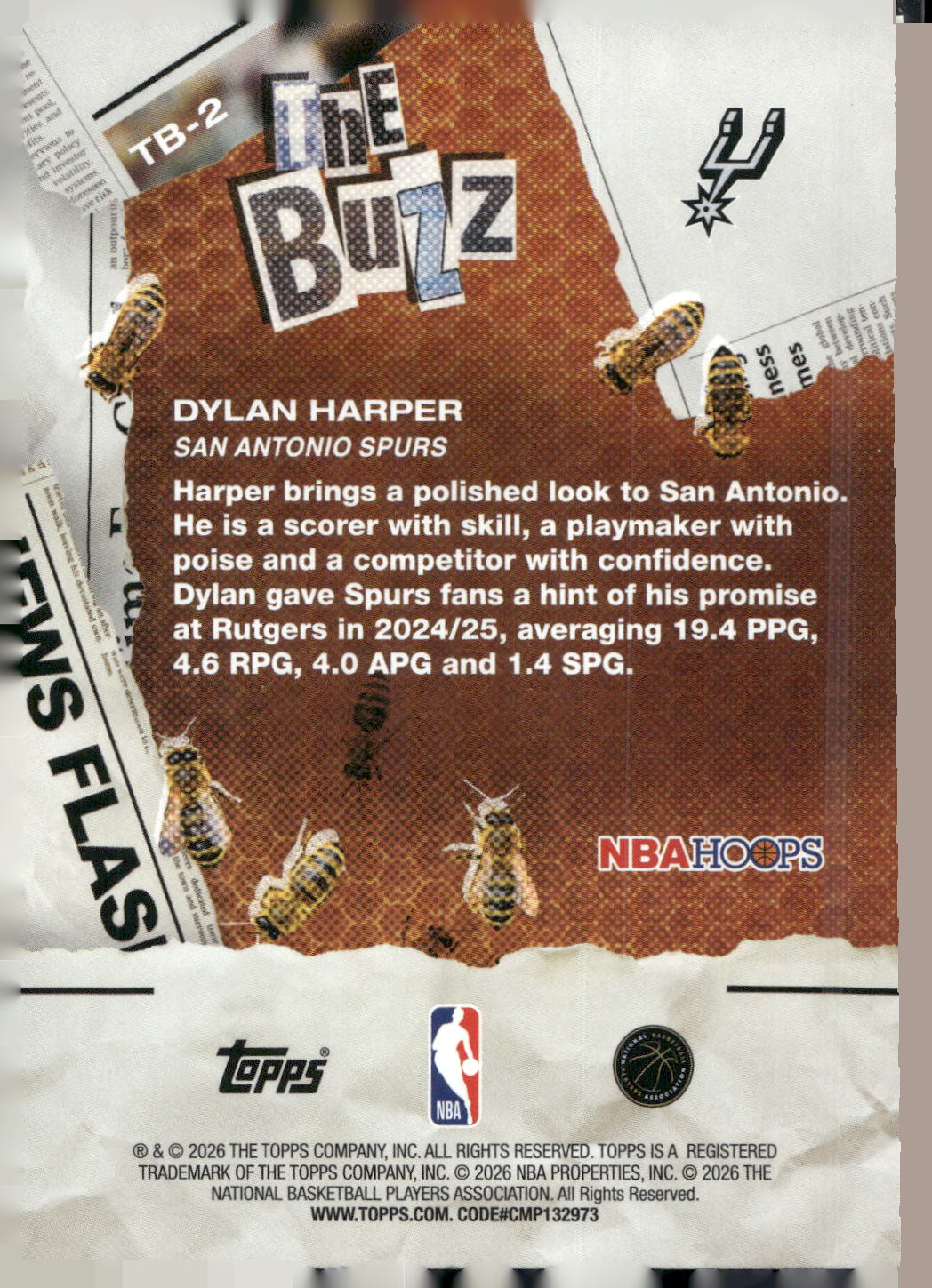 2025-26 Hoops #TB-2 Dylan Harper The Buzz