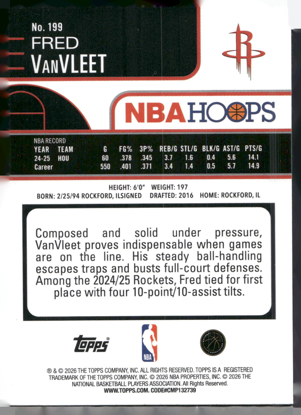 2025-26 Hoops #199 Fred VanVleet Rainbow