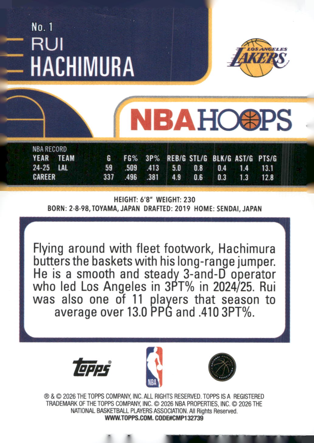2025-26 Hoops #1 Rui Hachimura Rainbow