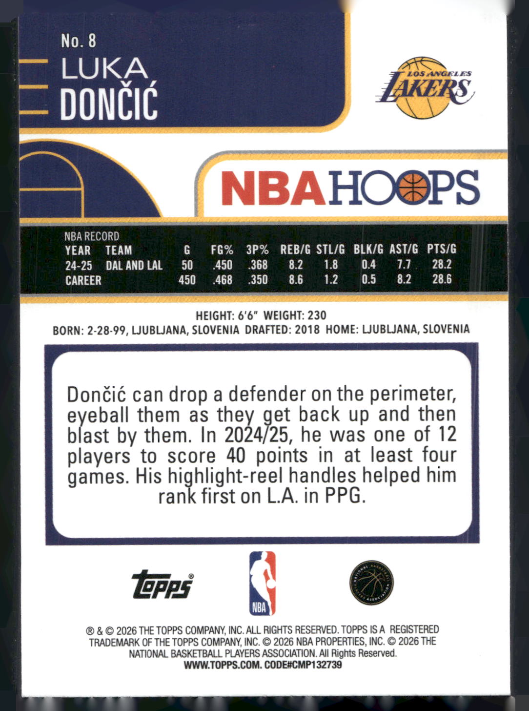 2025-26 Hoops #8 Luka Dončić Rainbow
