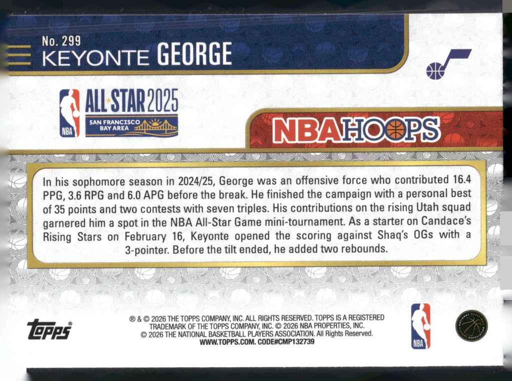 2025-26 Hoops #299 Keyonte George Rainbow