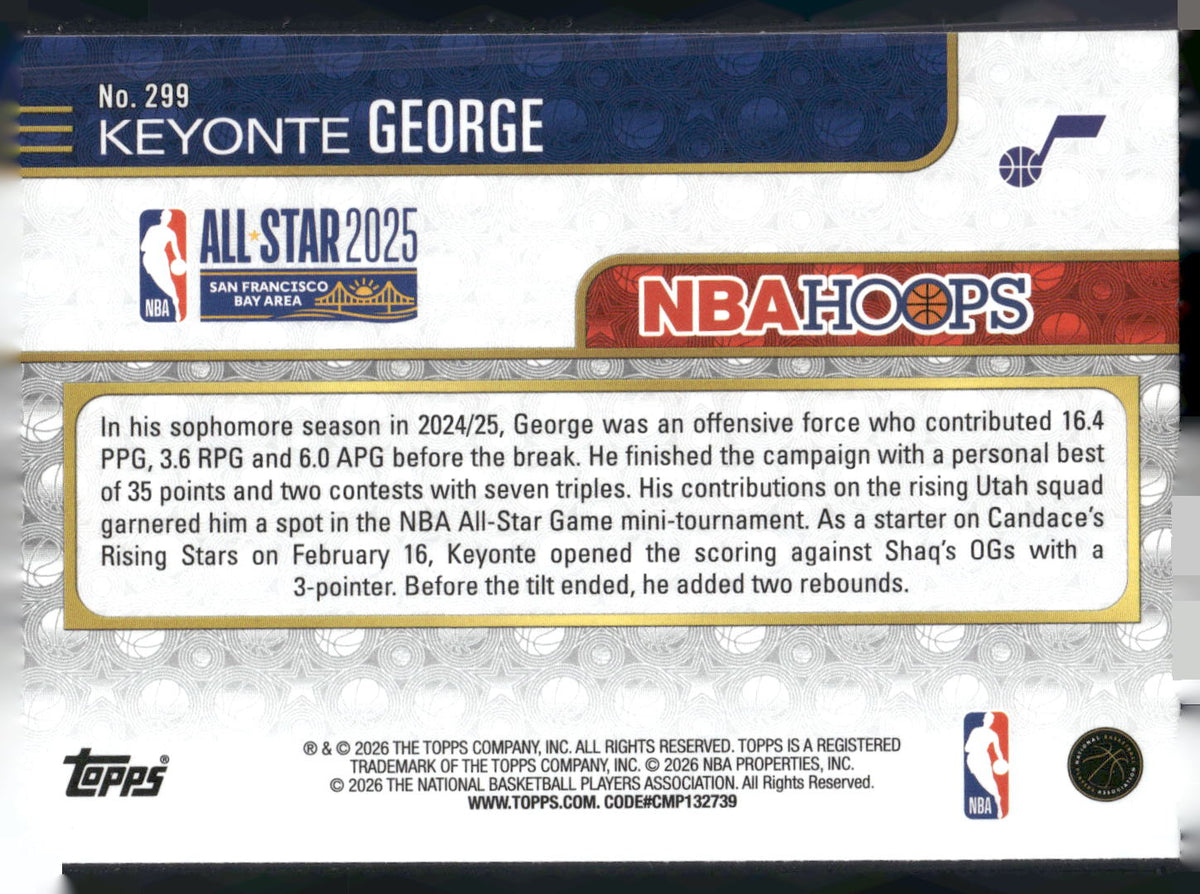 2025-26 Hoops #299 Keyonte George Rainbow