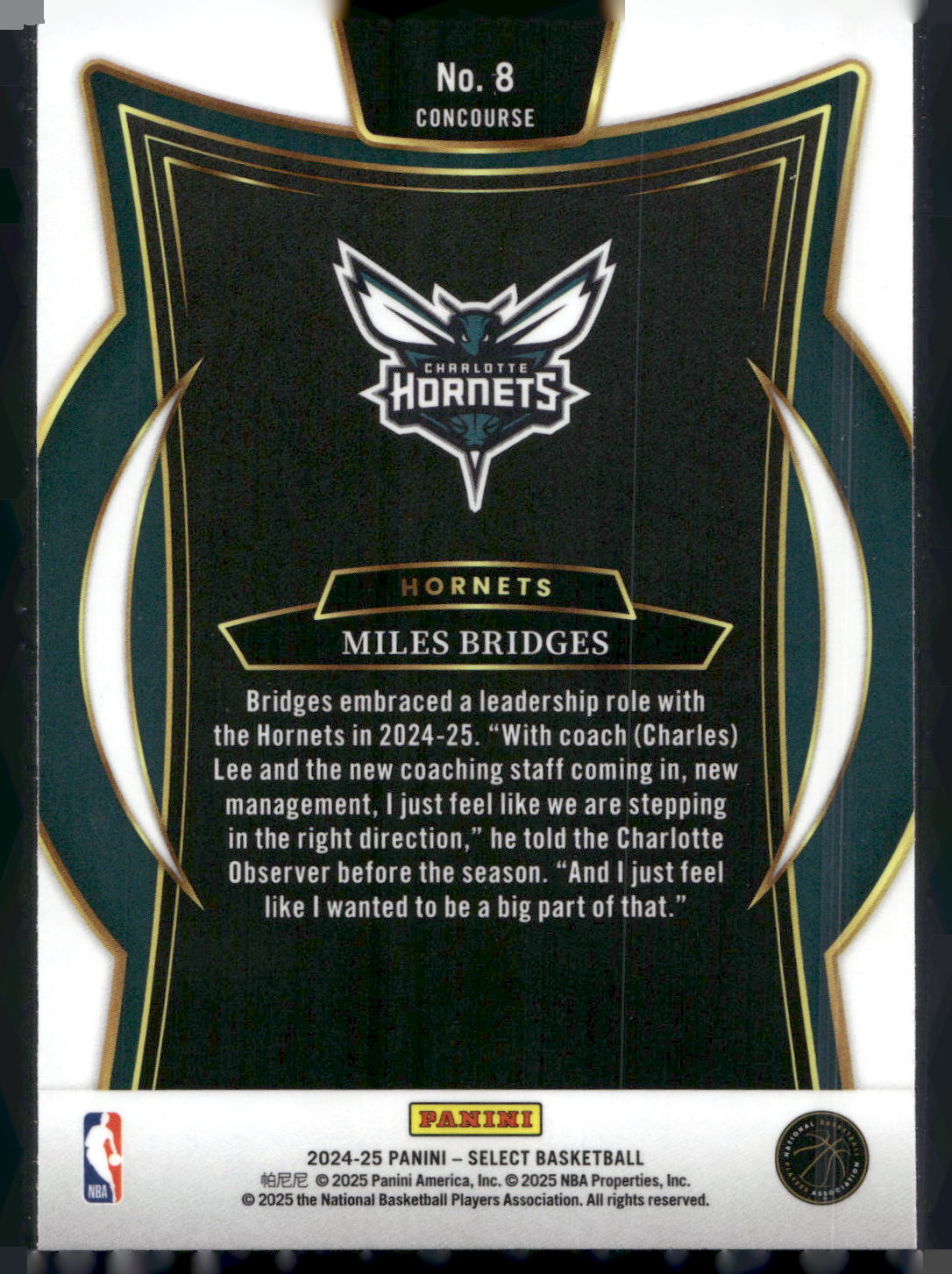 2024-25 Panini Select #8 Miles Bridges Blue (Retail)