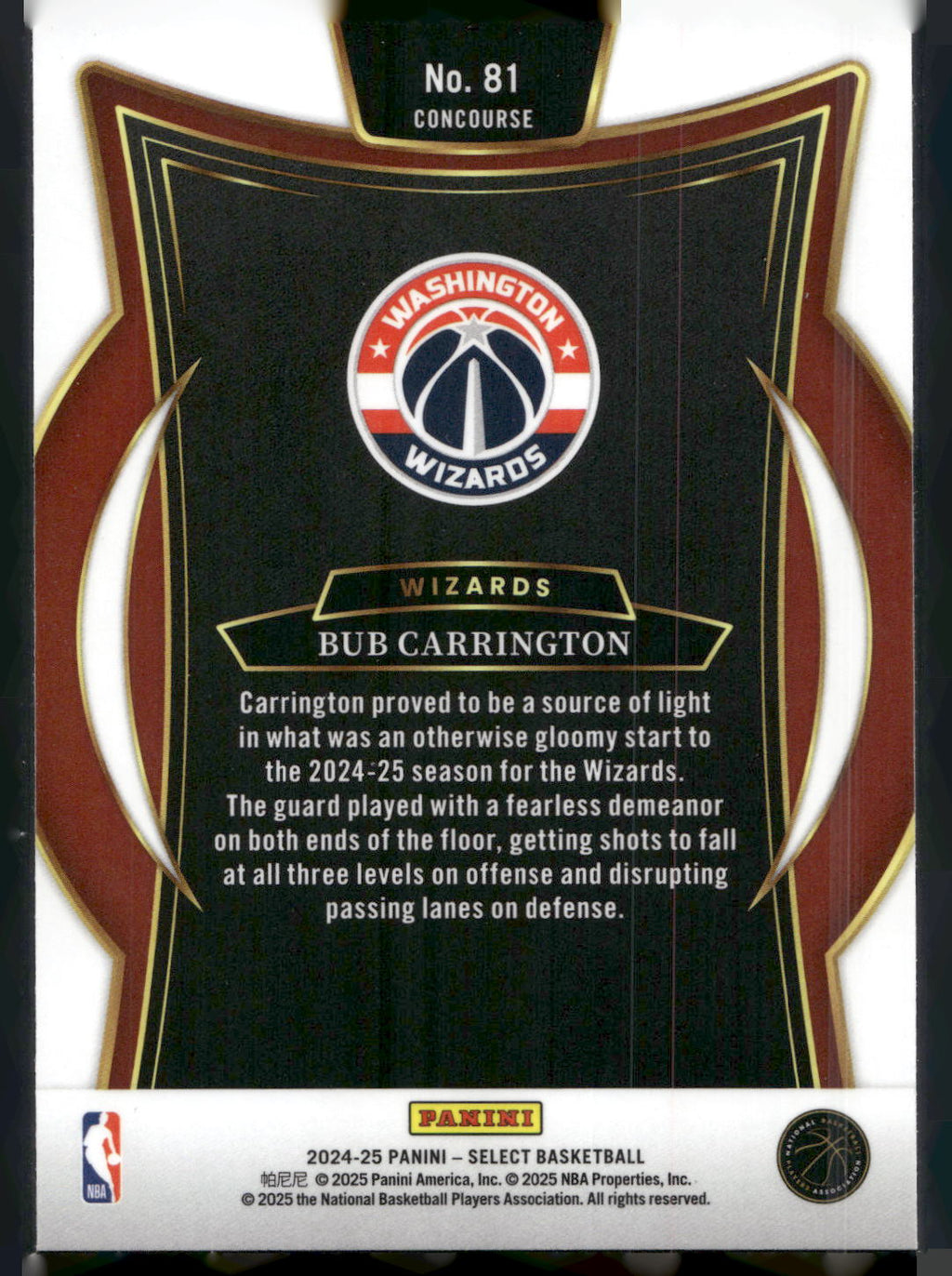 2024-25 Panini Select #81 Bub Carrington Blue (Retail)