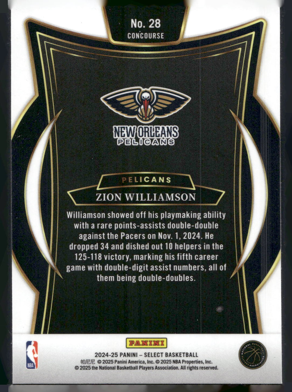 2024-25 Panini Select #28 Zion Williamson Blue (Retail)