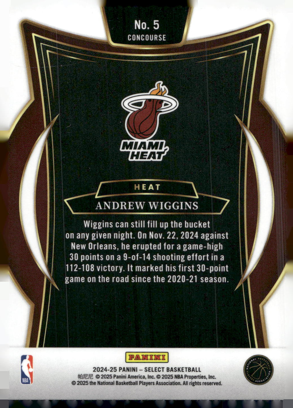 2024-25 Panini Select #5 Andrew Wiggins Blue (Retail)