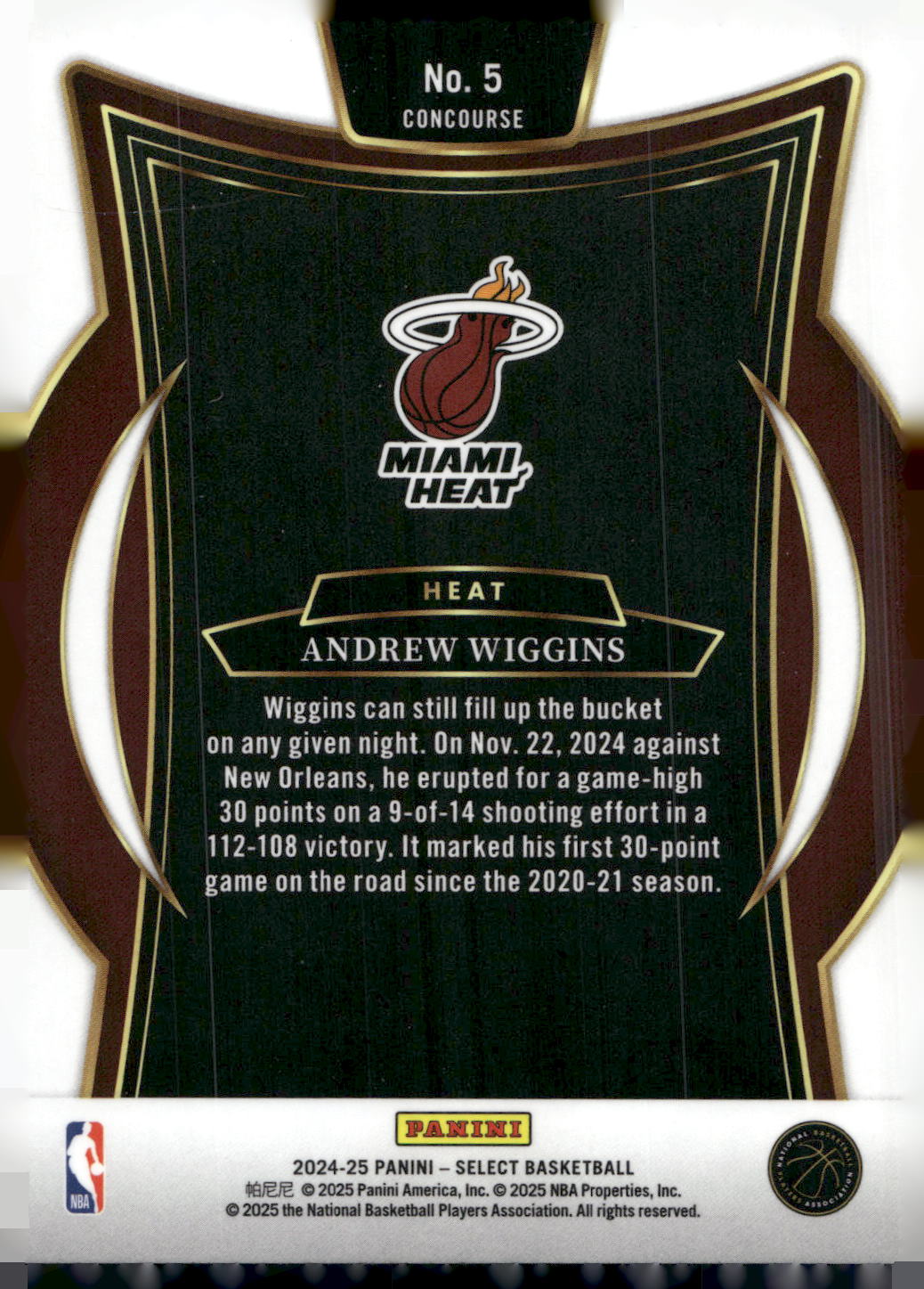 2024-25 Panini Select #5 Andrew Wiggins Blue (Retail)