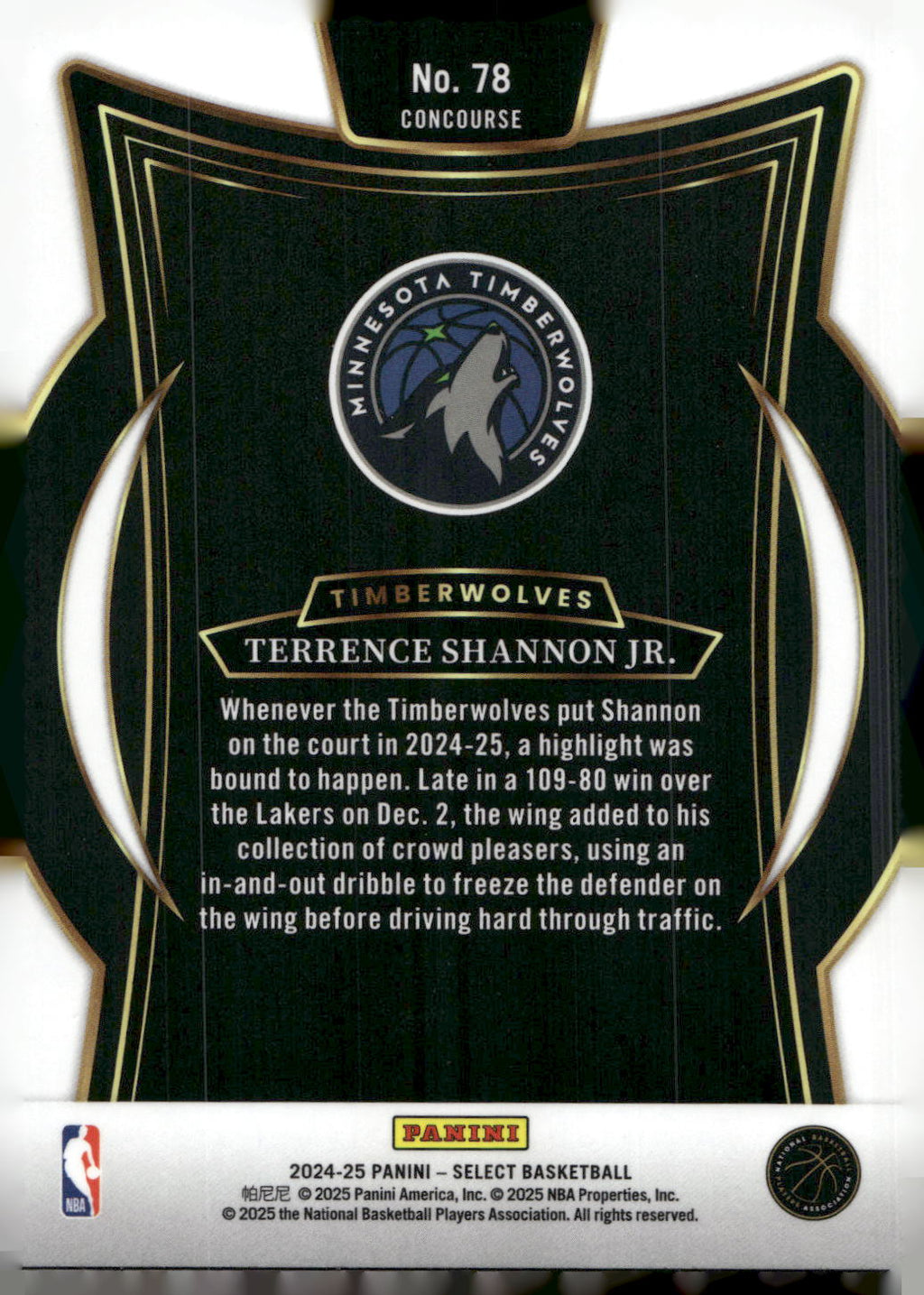 2024-25 Panini Select #78 Terrence Shannon Jr. Blue (Retail)