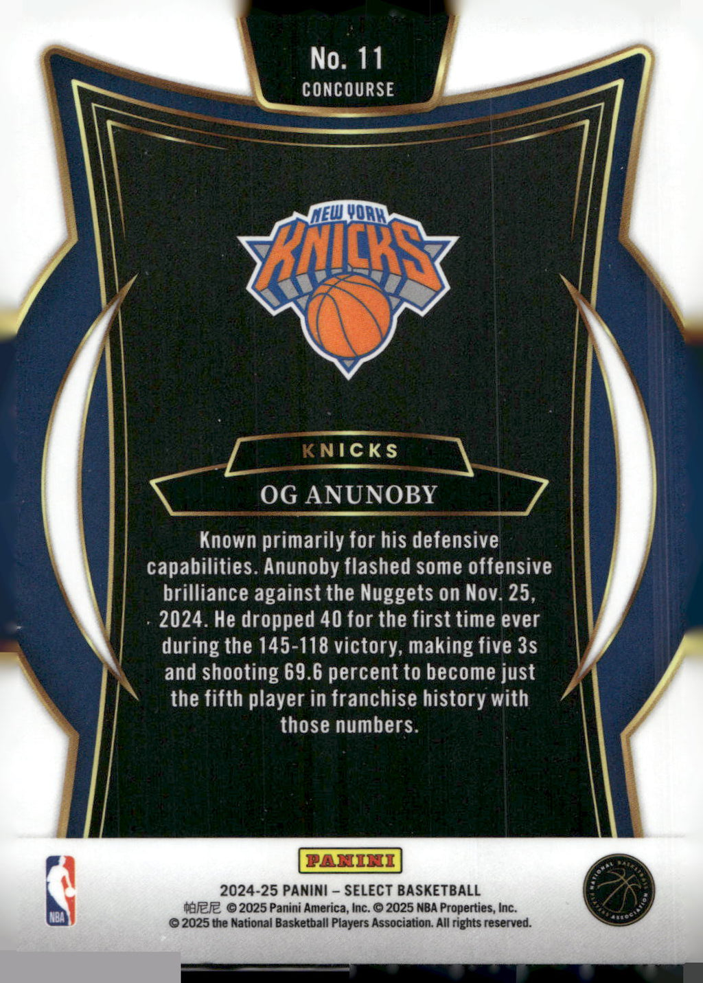2024-25 Panini Select #11 OG Anunoby Blue (Retail)
