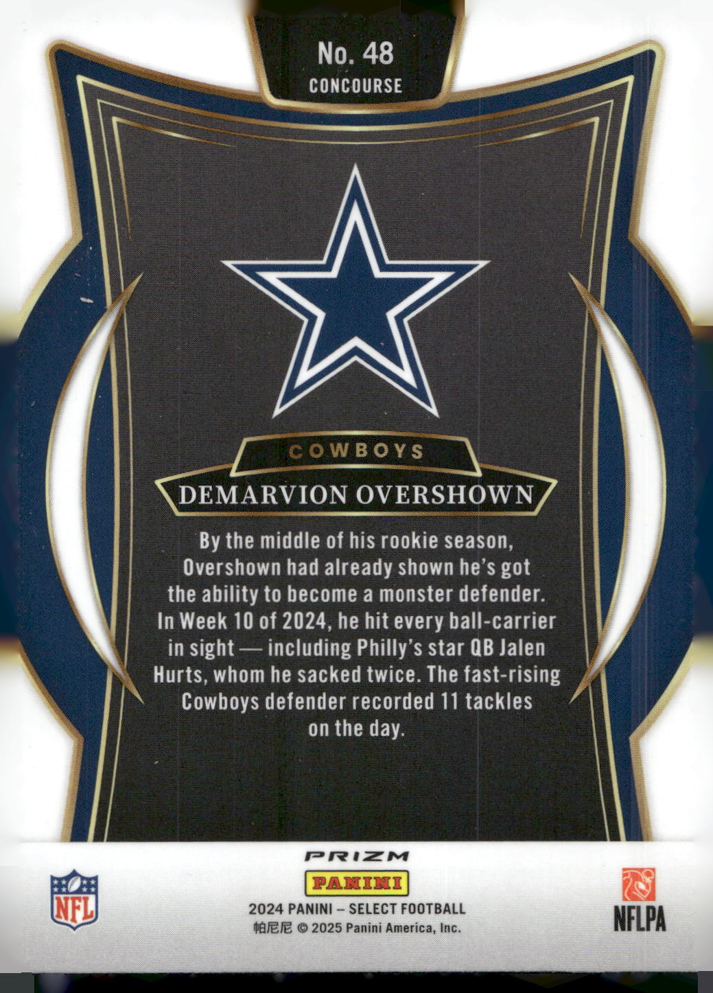 2024 Panini Select #48 Demarvion Overshown Black & Blue Prizm Shock