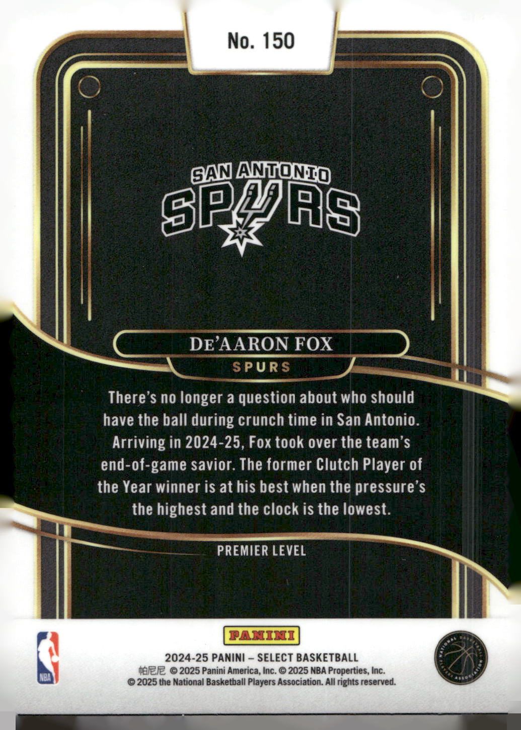 2024-25 Panini Select #150 De'Aaron Fox Blue (Retail)