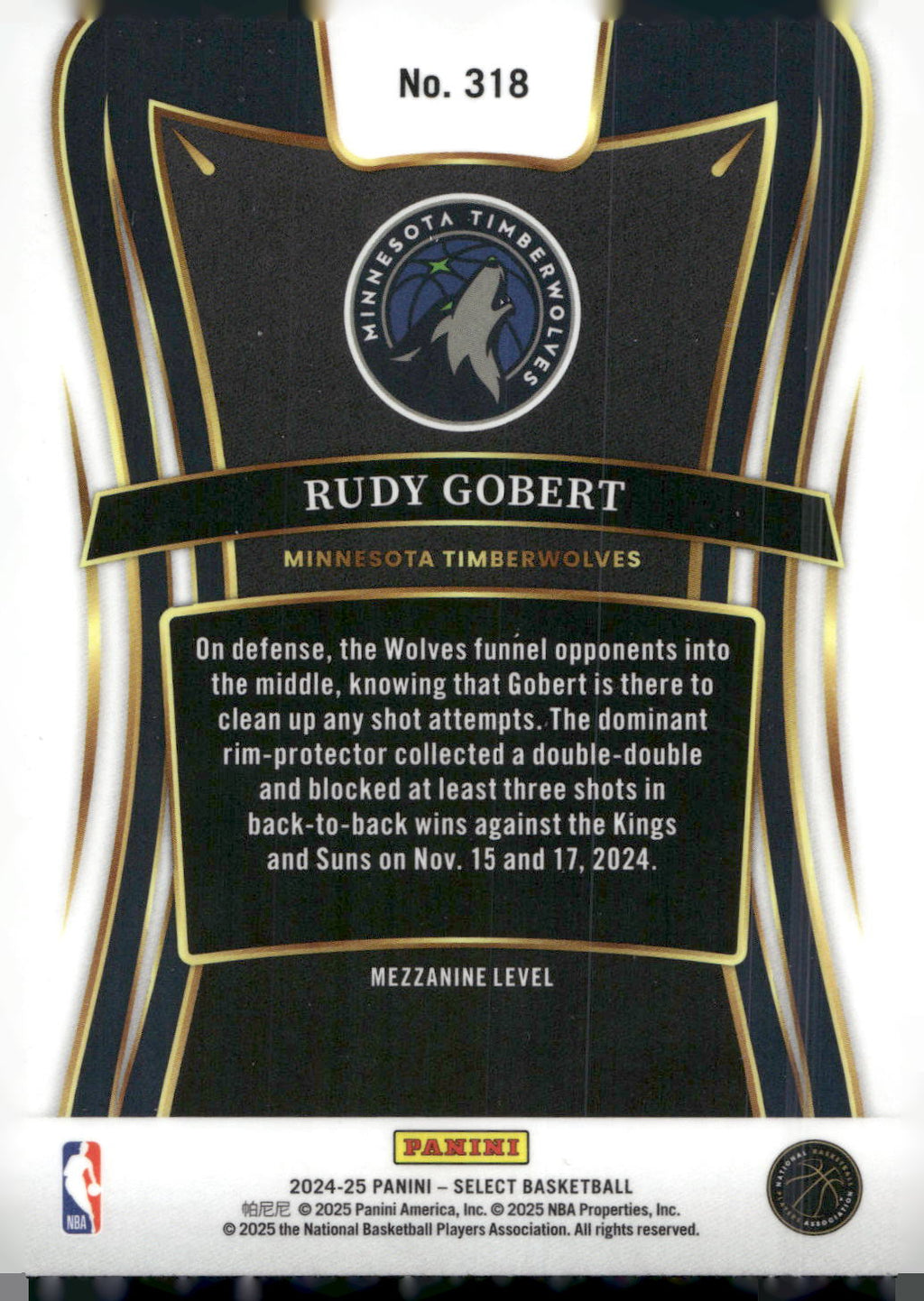 2024-25 Panini Select #318 Rudy Gobert
