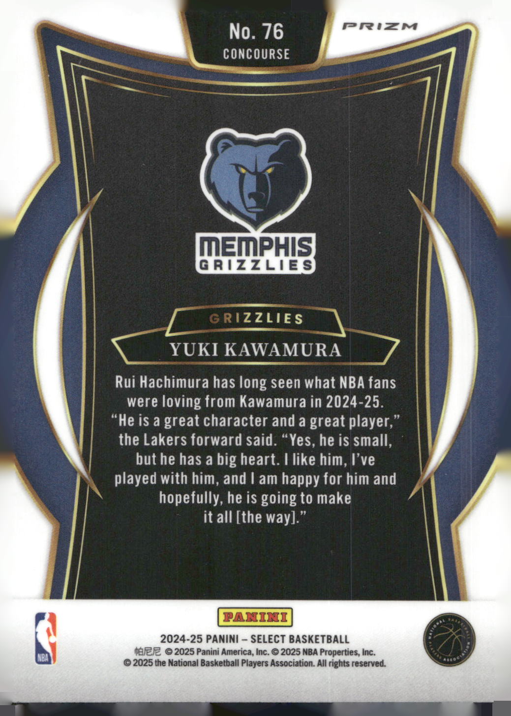 2024-25 Panini Select #76 Yuki Kawamura Blue Prizm