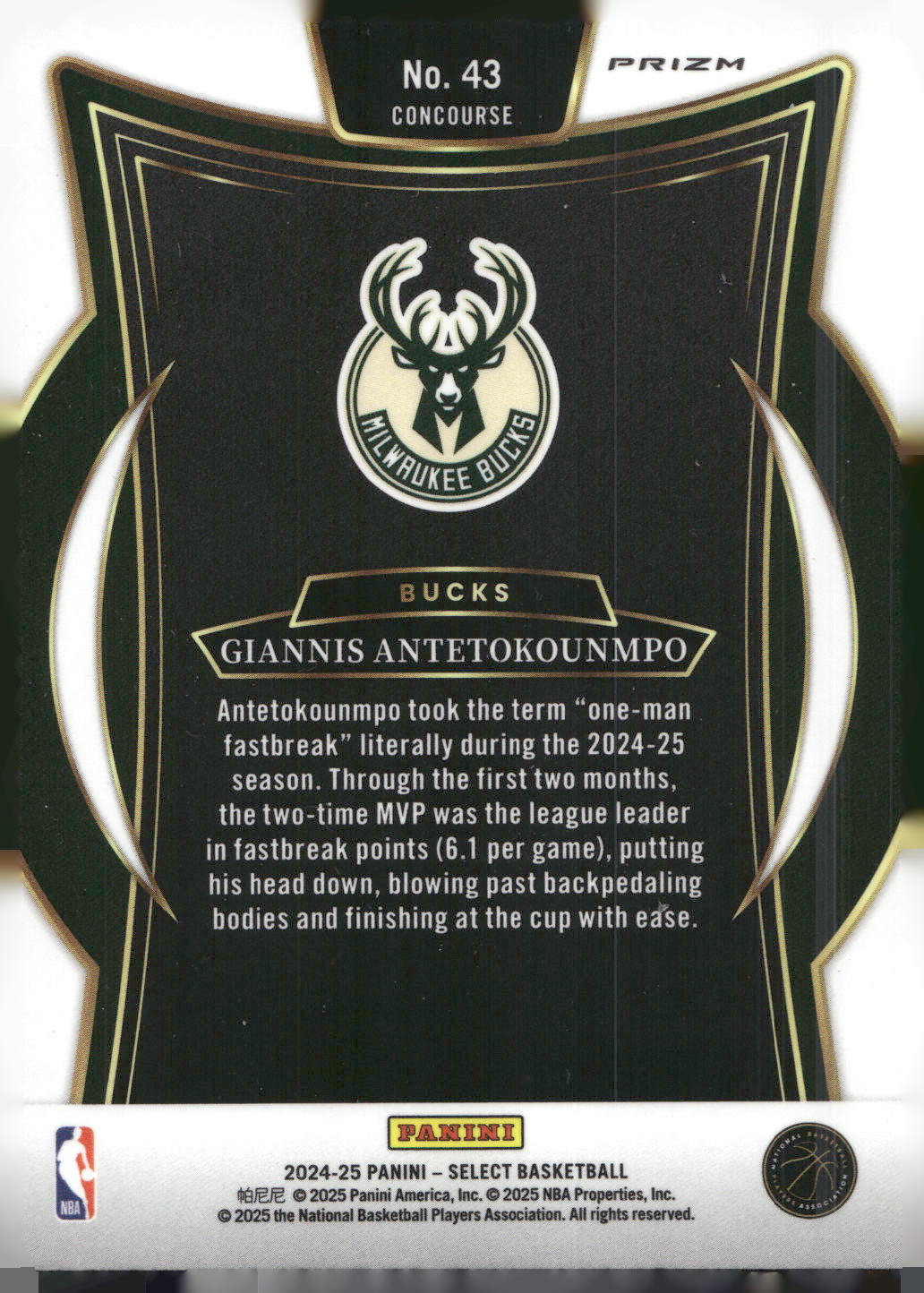 2024-25 Panini Select #43 Giannis Antetokounmpo Blue Prizm