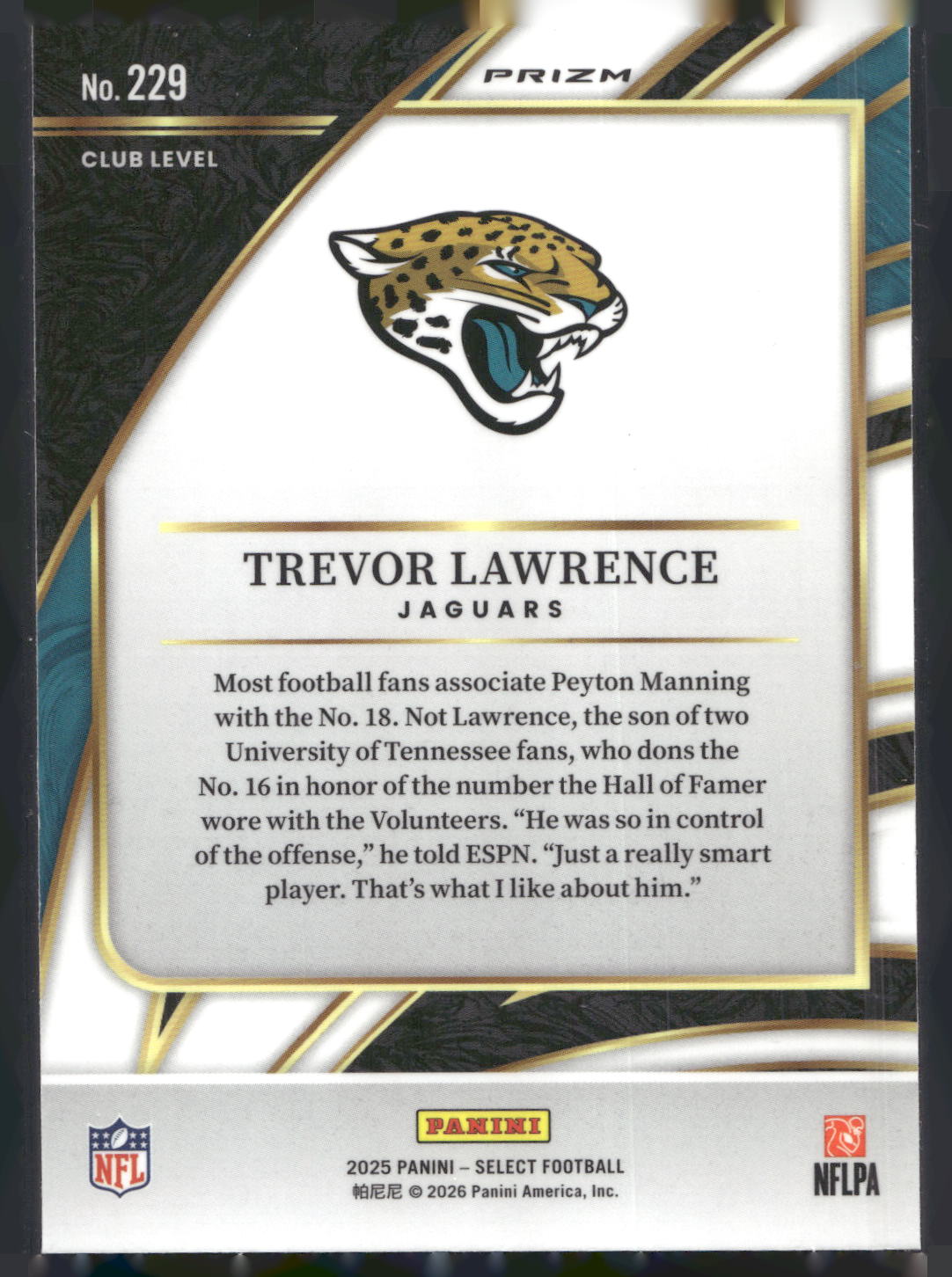 2025 Panini Select #229 Trevor Lawrence Red and Blue Prizm Shock