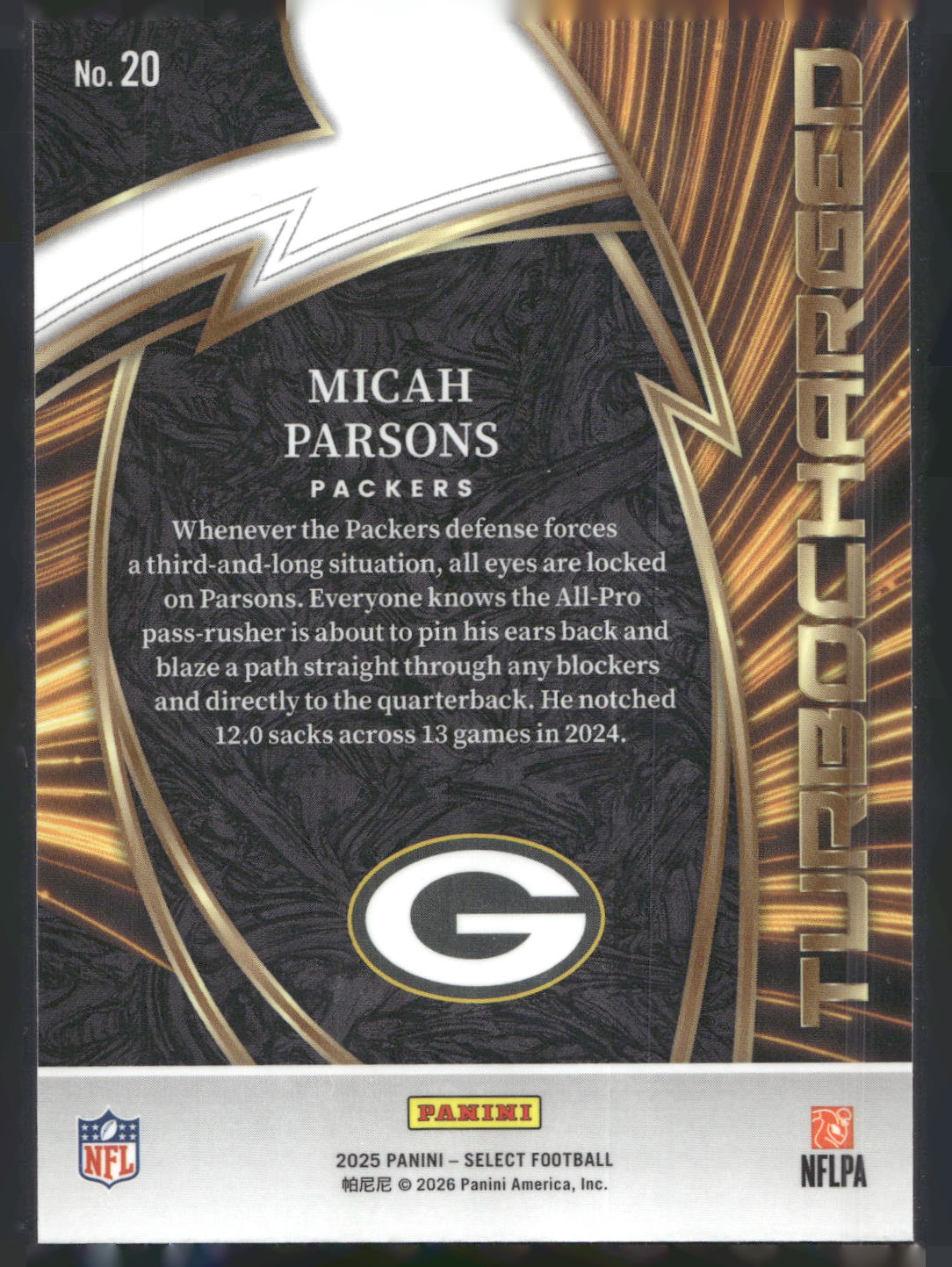 2025 Panini Select #20 Micah Parsons Turbocharged