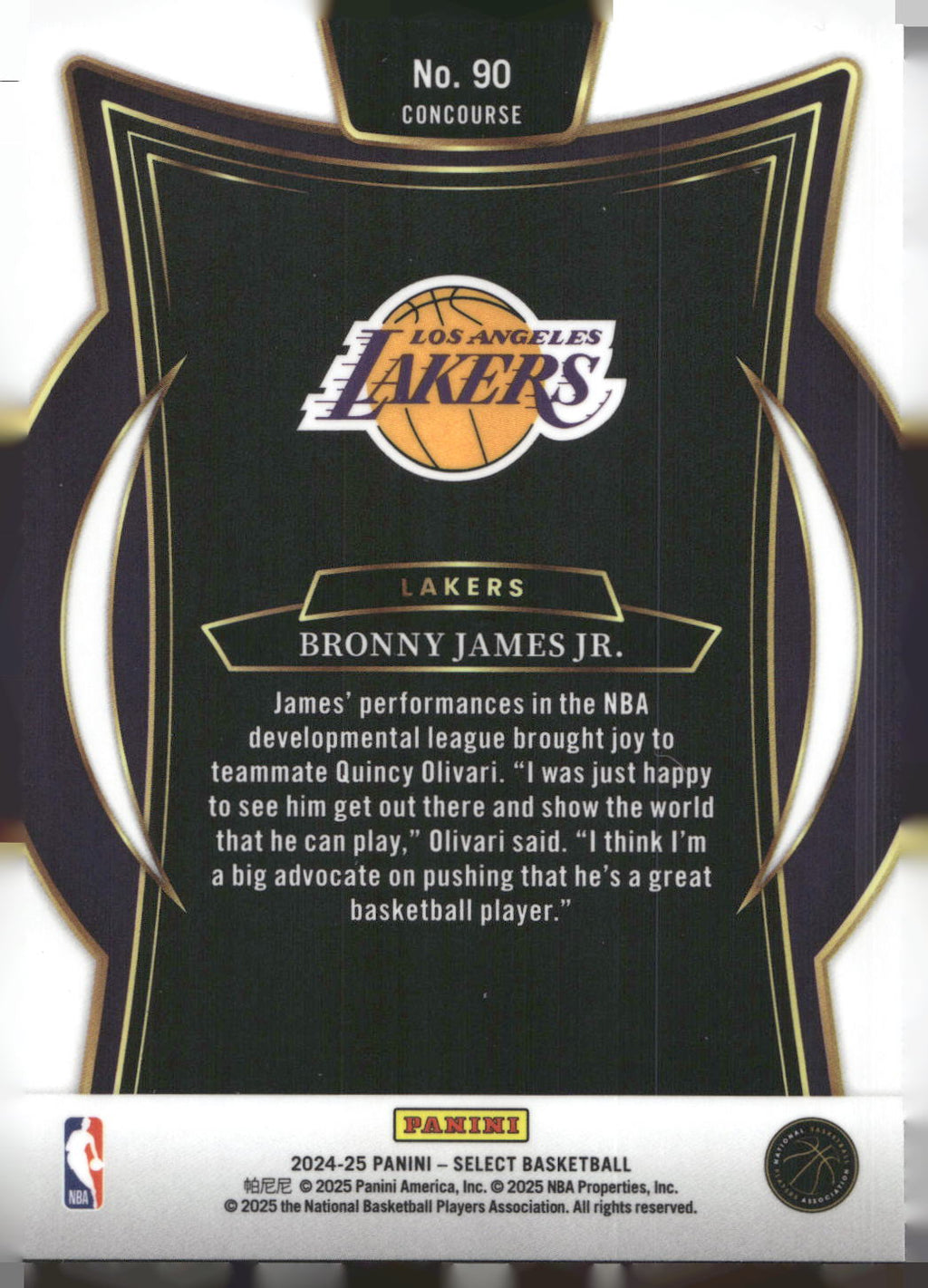 2024-25 Panini Select #90 Bronny James Jr. Blue (Retail)
