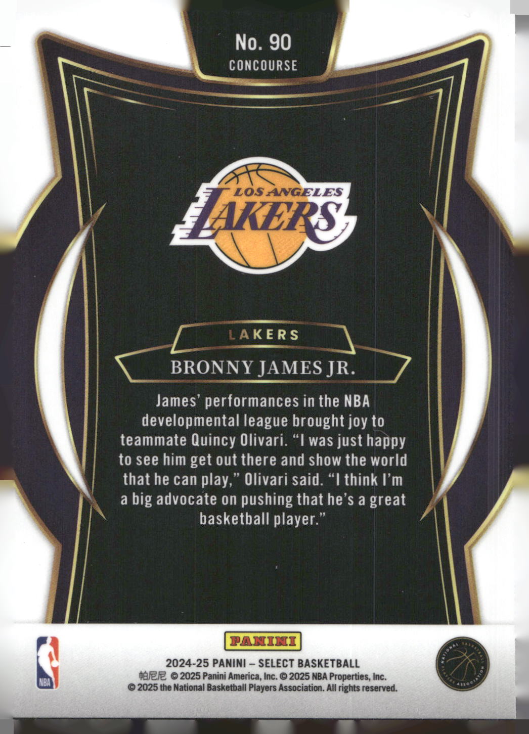 2024-25 Panini Select #90 Bronny James Jr. Blue (Retail)