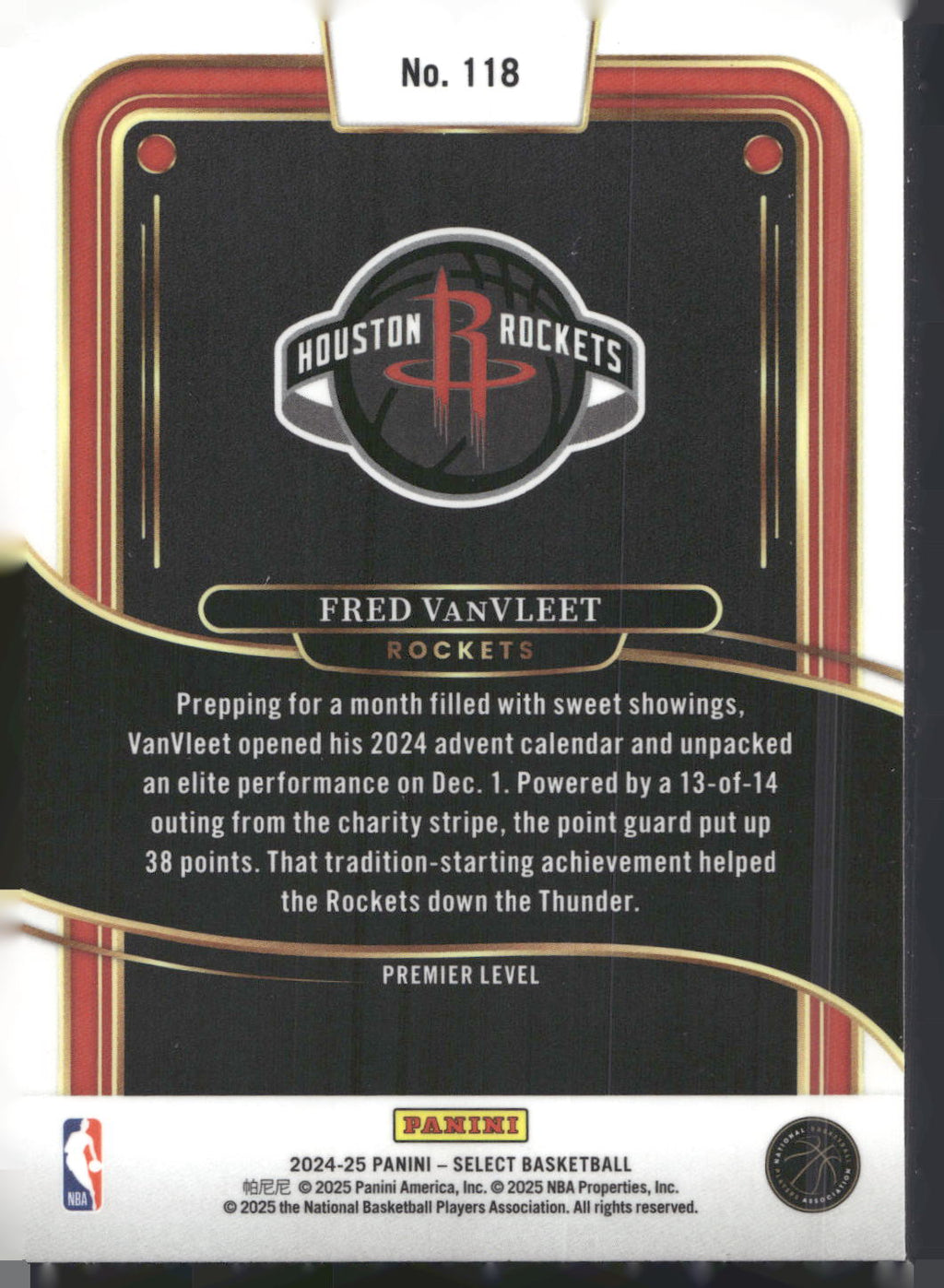 2024-25 Panini Select #118 Fred VanVleet Blue (Retail)