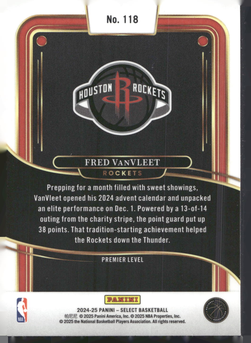 2024-25 Panini Select #118 Fred VanVleet Blue (Retail)