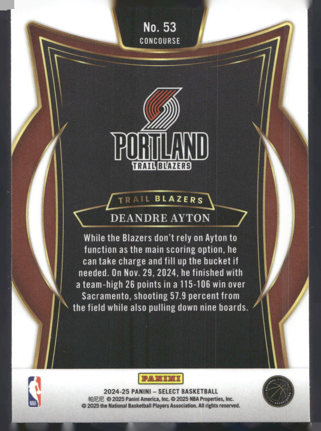 2024-25 Panini Select #53 Deandre Ayton Blue (Retail)