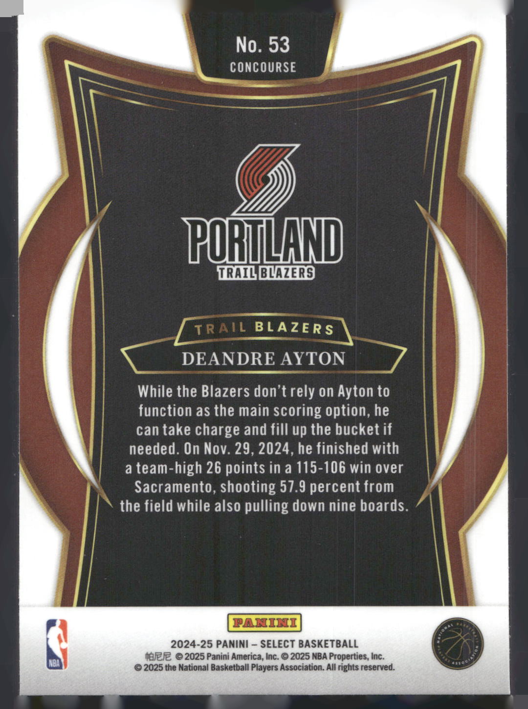 2024-25 Panini Select #53 Deandre Ayton Blue (Retail)