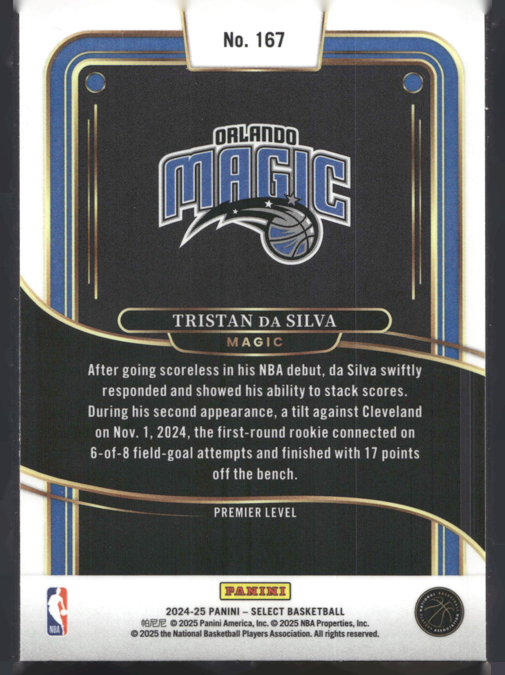 2024-25 Panini Select #167 Tristan da Silva Blue (Retail)