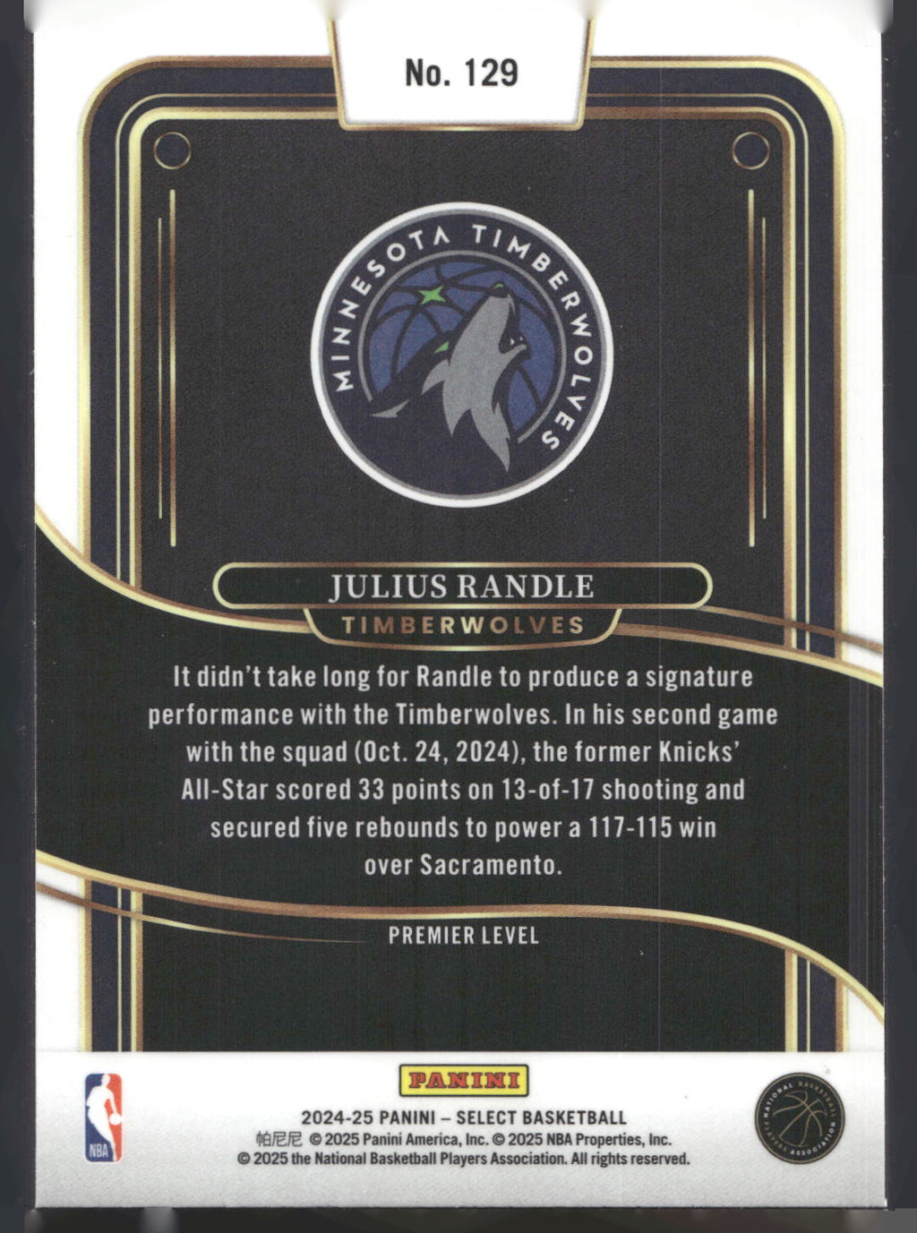 2024-25 Panini Select #129 Julius Randle Blue (Retail)