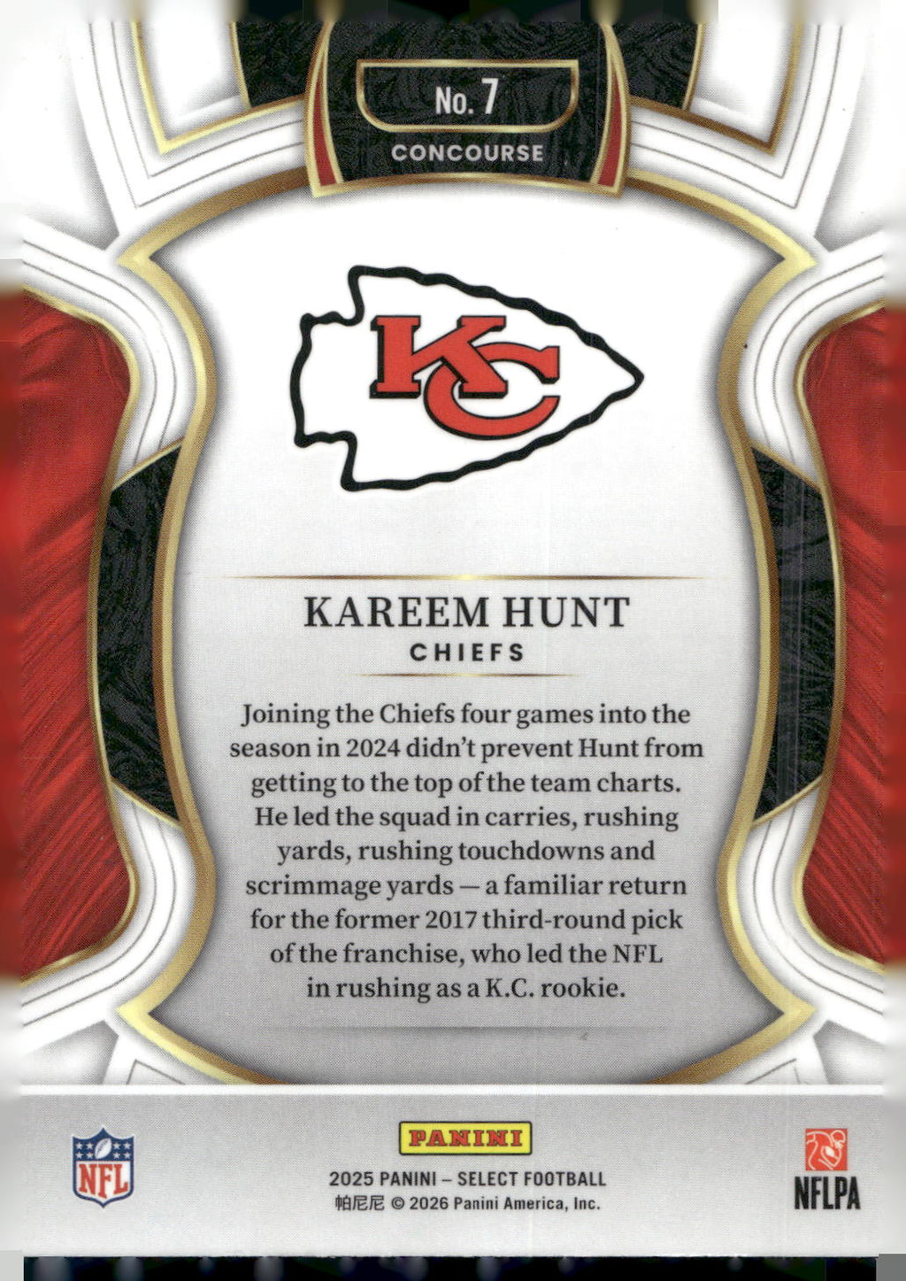2025 Panini Select #7 Kareem Hunt
