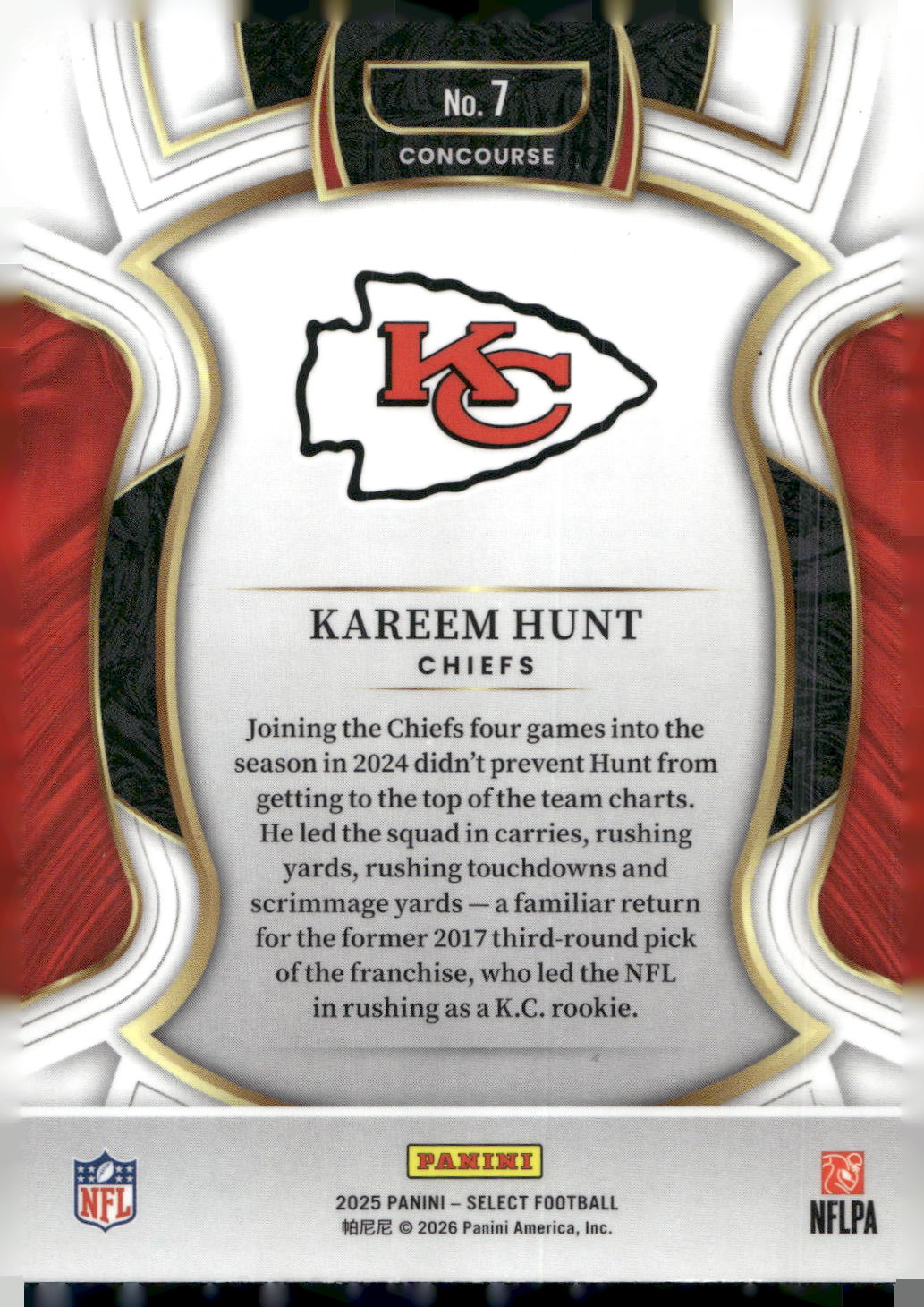 2025 Panini Select #7 Kareem Hunt