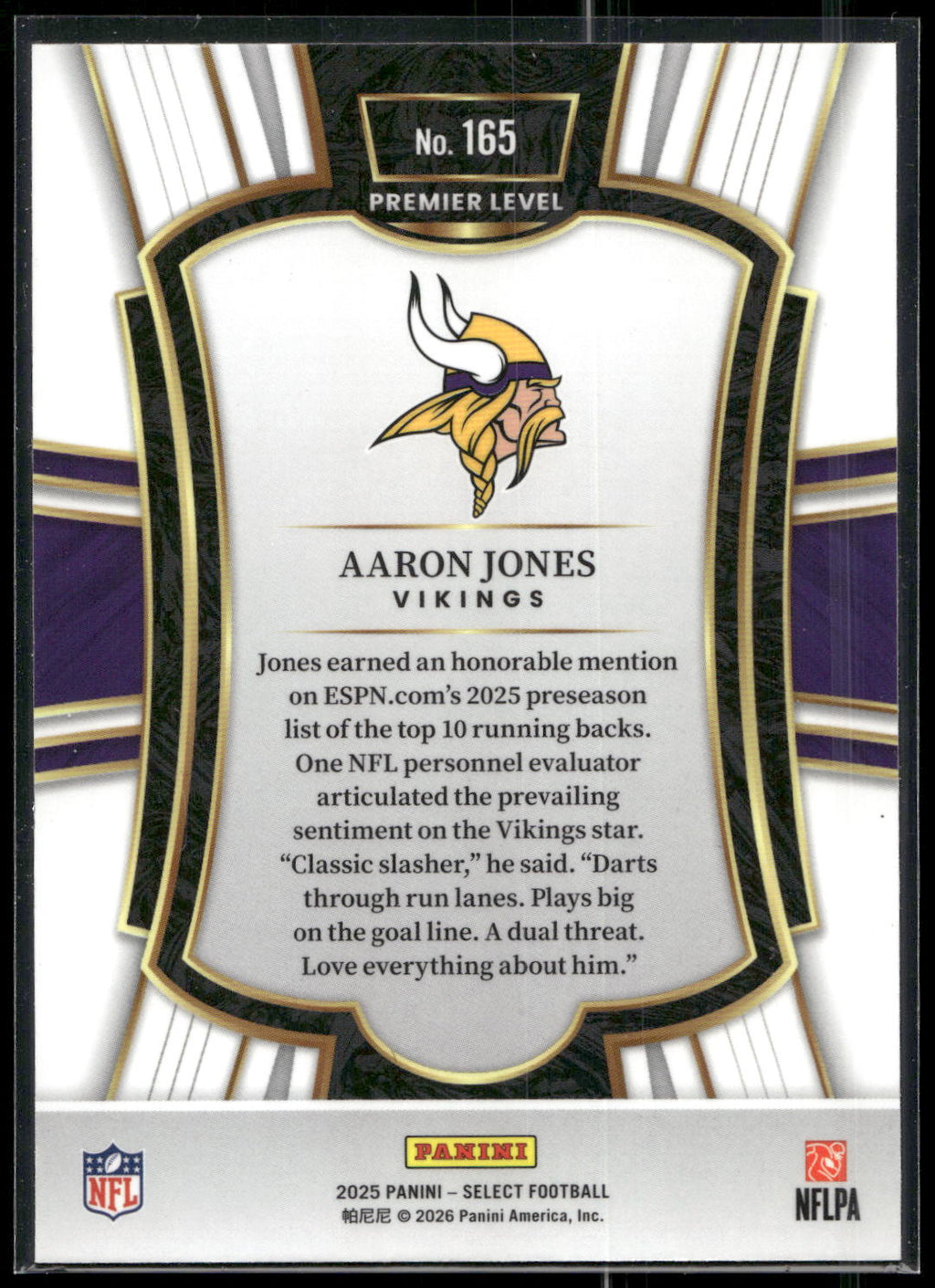 2025 Panini Select #165 Aaron Jones Silver Prizm
