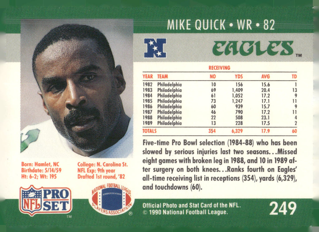 1990 Pro Set #249 Mike Quick