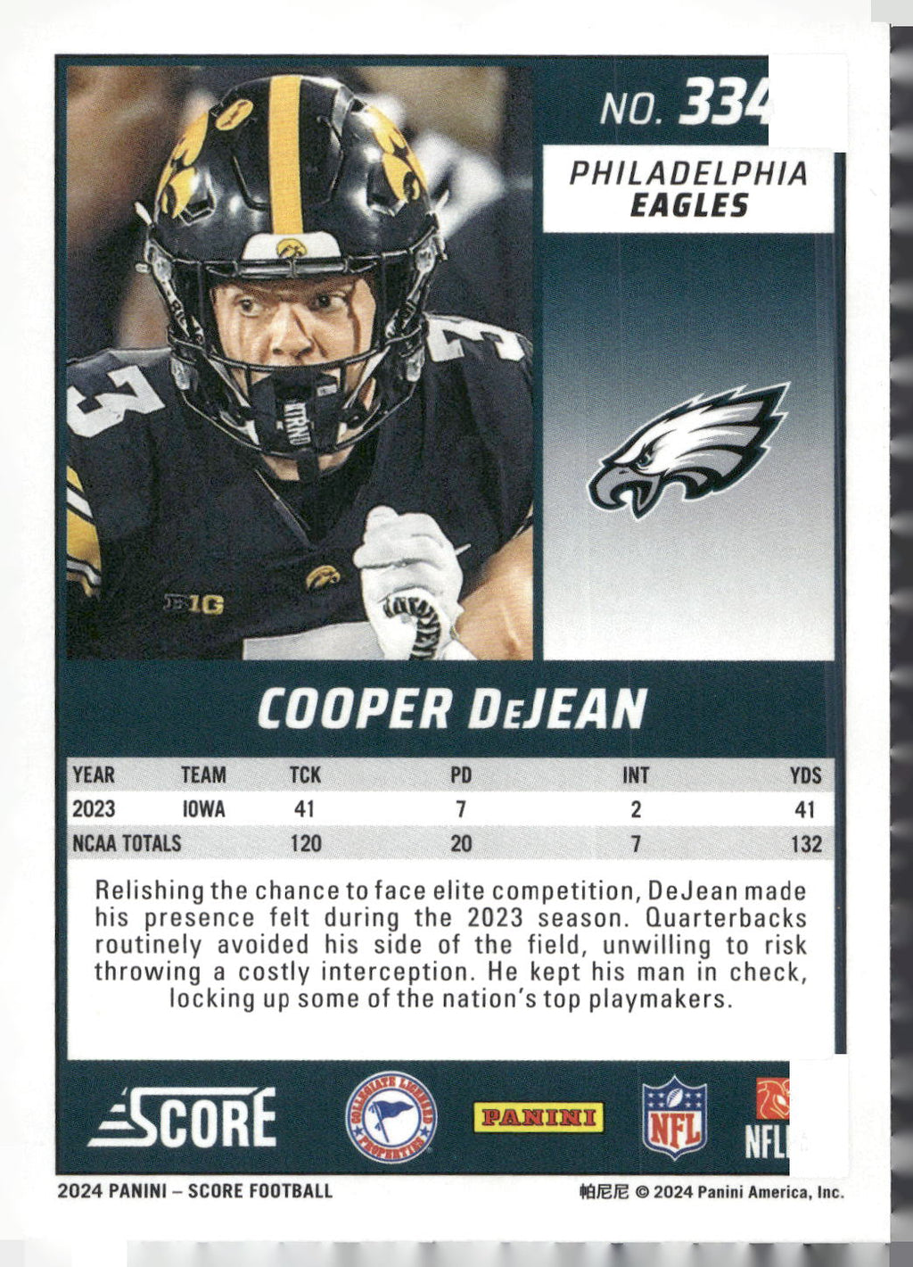2024 Score #334 Cooper DeJean Signatures