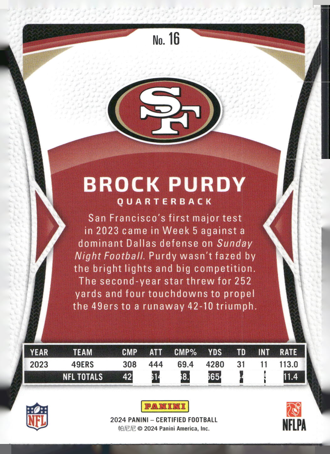 2024 Panini Certified #16 Brock Purdy