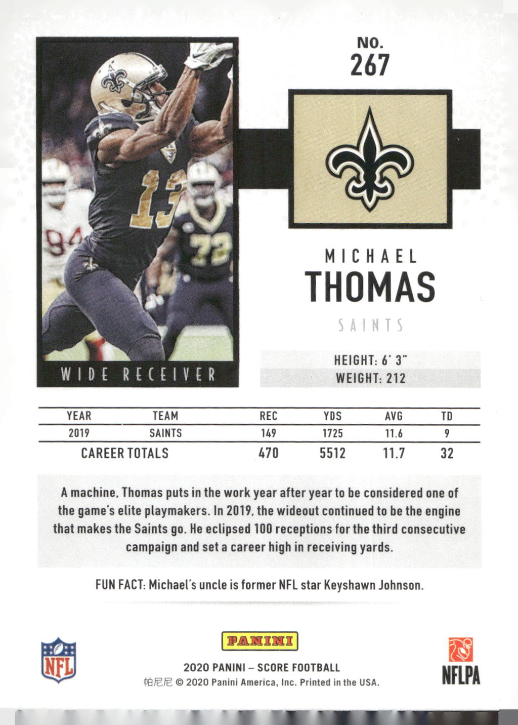 2020 Score #267 Michael Thomas