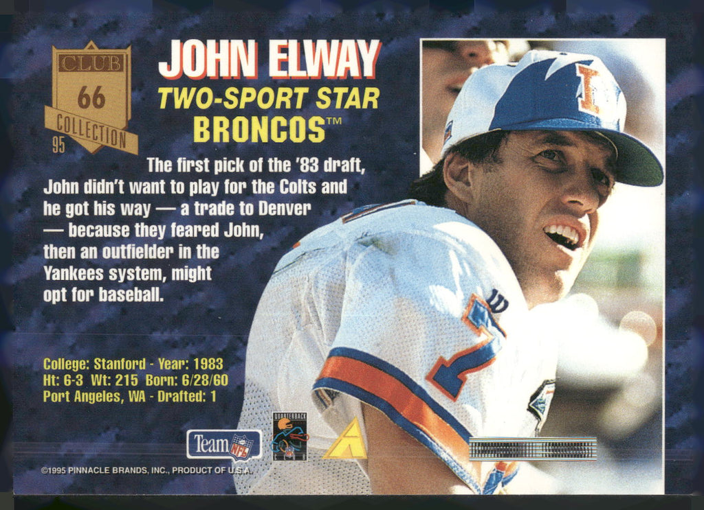 1995 Pinnacle Club Collection #66 John Elway