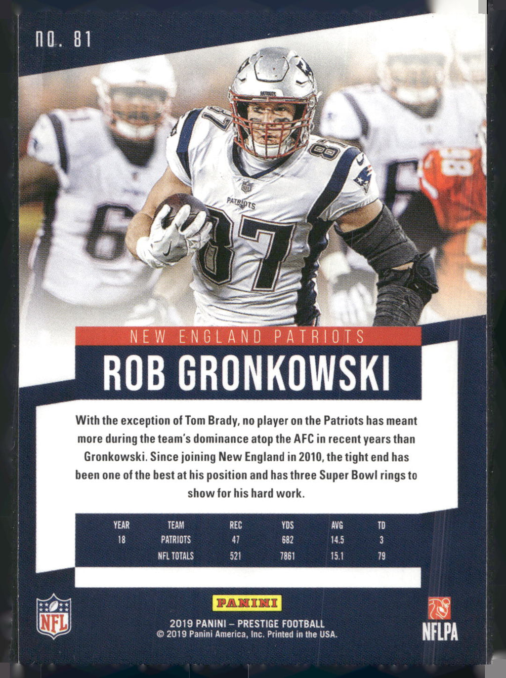 2019 Panini Prestige #81 Rob Gronkowski