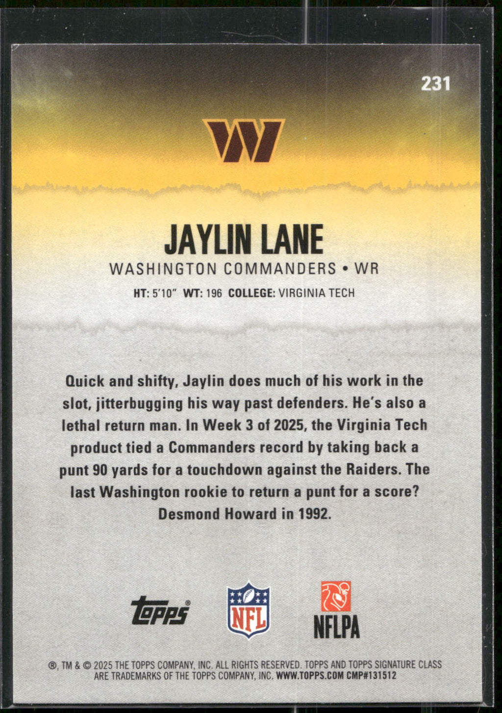 2025 Topps Signature Class #231 Jaylin Lane Green & Purple